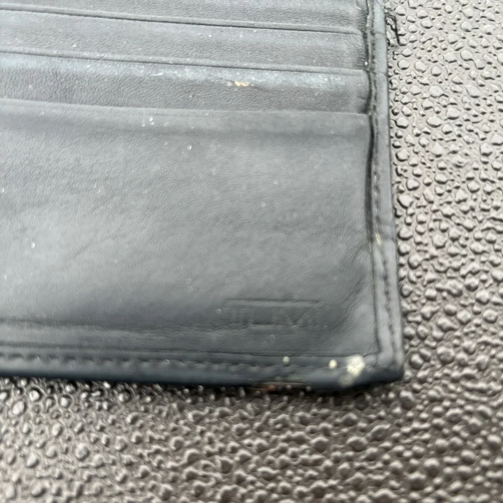 TUMI Black Ballistic Nylon Leather Double Billfold EDC Mens Wallet RFID Protect